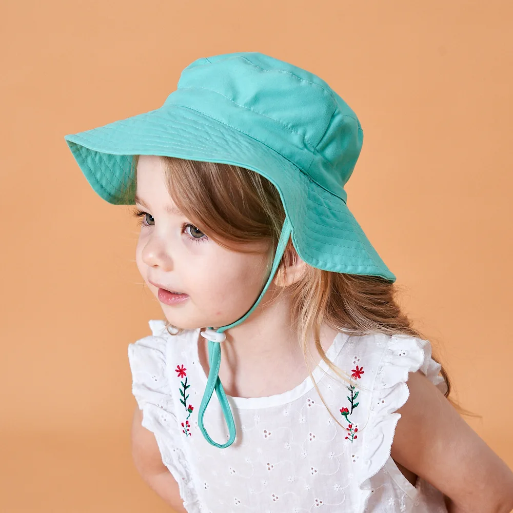 Summer Children Bucket Hat Solid Color Outdoor Anti UV Kids Sun Caps
