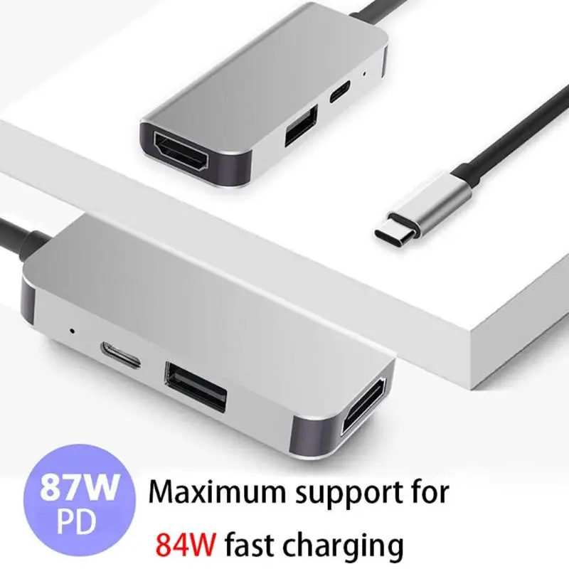 3 в 1 USB C хаб-конвертер type-C к HDMI USB PD Быстрая Зарядка адаптер док-станция