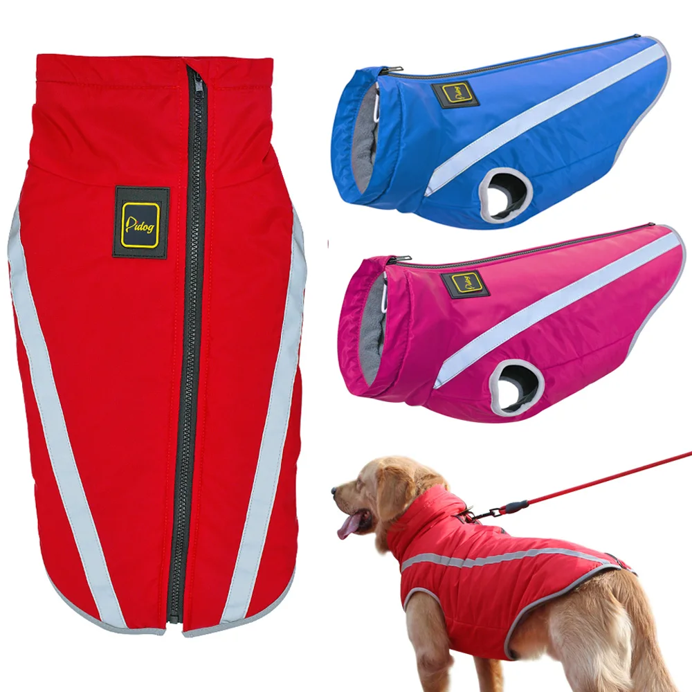 

Dog Clothes Winter Large Dogs Coat Jacket Reflective Pet Jacket Waterproof Clothing Pitbull Clothes Vest Padded Fleece XL-6XL