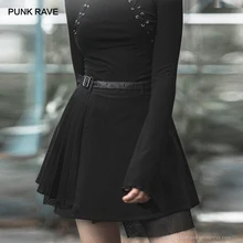 Панк RAVE девушки Готический многослойная трапециевидная юбка с поясом талии PQ-659BQ Азиатский размер(S-L