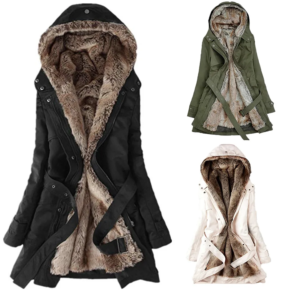Зимняя куртка женская парка куртка с меховым воротником Толстая теплая верхняя одежда на молнии женские зимние пальто с капюшоном размера плюс chaqueta Mujer