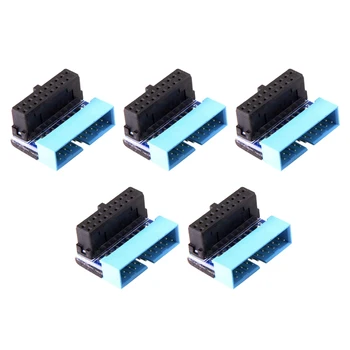 HOT-5PCS USB 3,0 20 Pin Männlich zu Weiblich Verlängerung Adapter Abgewinkelt 90 Grad für Motherboard Anschluss Buchse 1