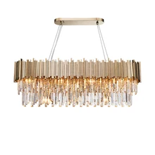 Phube Lighting Modern Crystal Chandelier Luxury Oval Gold Hanging Light Fixtures Dining Room Suspension LED Lustres