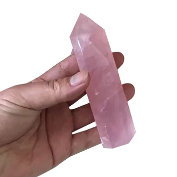 

40-50mm Natural Rock Pink Rose Quartz Crystal Wand Point Healing Mineral Stone for home DIY hot Stone Collection #ZH