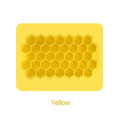 Yellow Форма для льда производитель кубиков льда предполагаемый сотовой кубик льда с крышкой DIY большая форма льда 37 соты льда - Цвет: Yellow