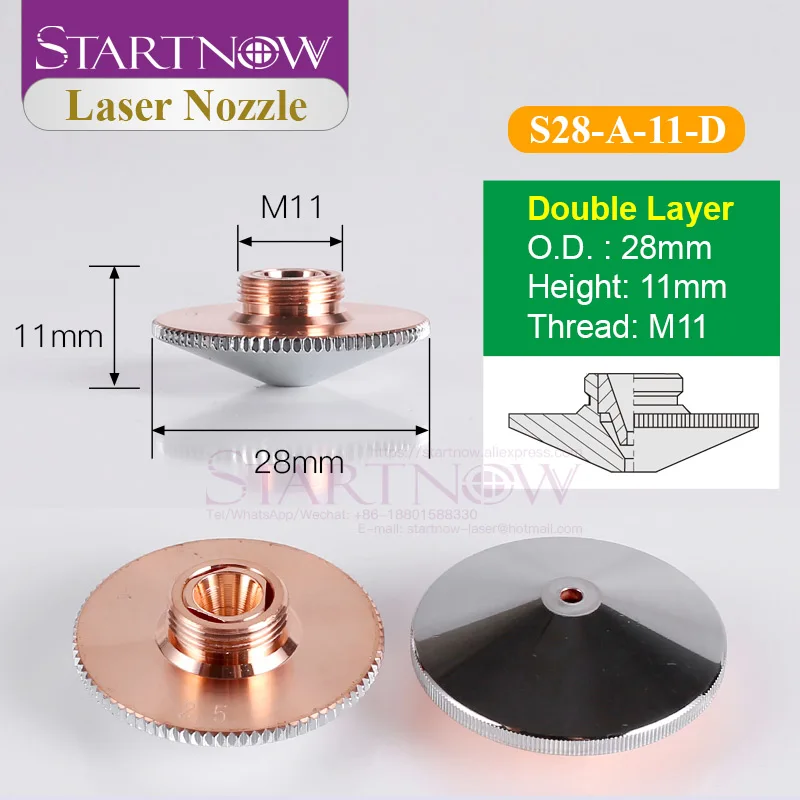 Startnow S28-A Fiber Laser Cutting Nozzle Single Layer Double Caliber 1.0 1.2 1.5 CO2 WSX OEM For CNC Precitec Fiber Laser Head