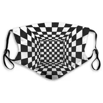 

Trippy Checkerboard Room Washable Reusable Mask, Anti Dust Half Face Mouth Mask For Kids Teens Men Women With Adjustable Ear