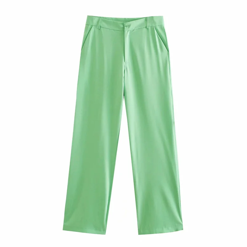Blazer verde manzana para mujer, conjunto de pantalones de cintura alta  holgados elegantes, trajes básicos sólidos a juego, primavera 2021|Trajes  de pantalón| - AliExpress