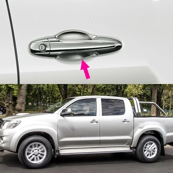 

Chrome Exterior Door Handle Protector Cover + Bowl Cover for Toyota Hilux Vigo SR5 MK6 05-14