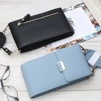 

Women's mini long mobile phone bag solid color coin purse multi-functional female zipper buckle slung shoulder bag Bolso Mujer