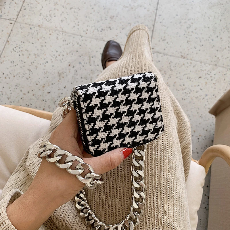 

2019 Mini Contrast color Ins Plover Coarse Grid Tweed Chain Bag Woman Tide Single Shoulder FASHION Satchel for women crossbody