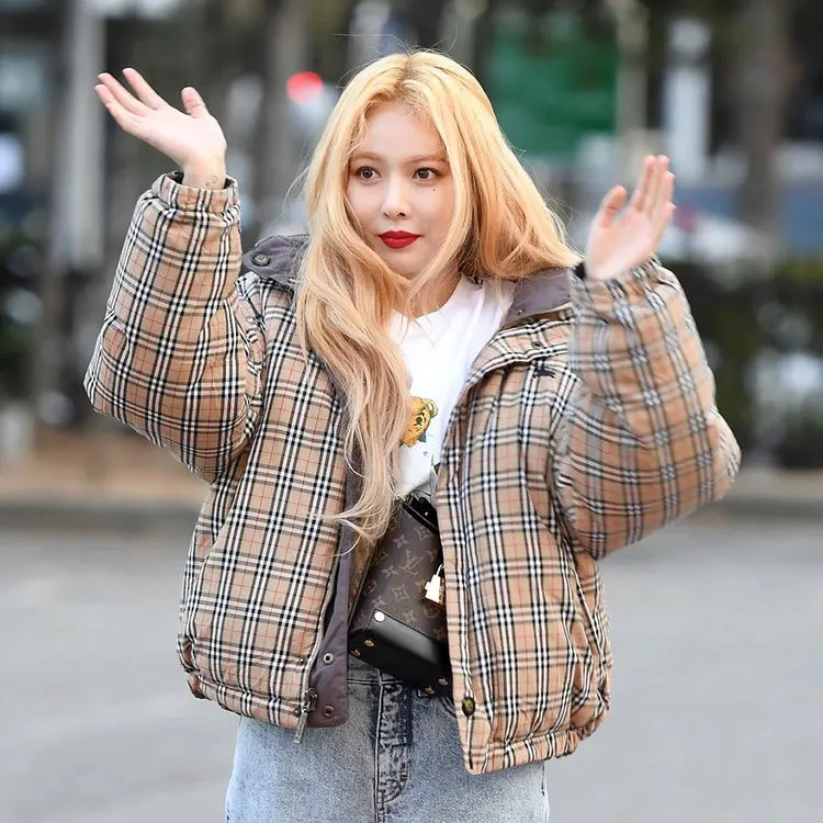 Kpop 4Minute Kim Hyun A новые зимние теплые женские клетчатые толстовки цвета хаки с высоким воротником женские корейские модные плотные толстовки