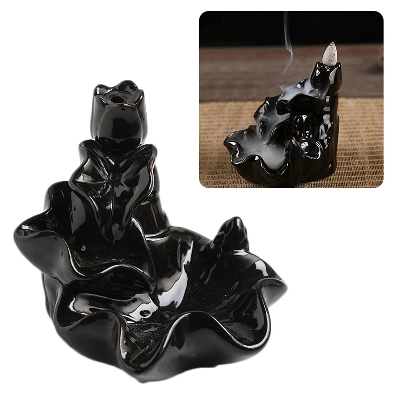 Black Ceramic Cone Stick Incense Burner Holder Buddhist Cones Decor Accessories