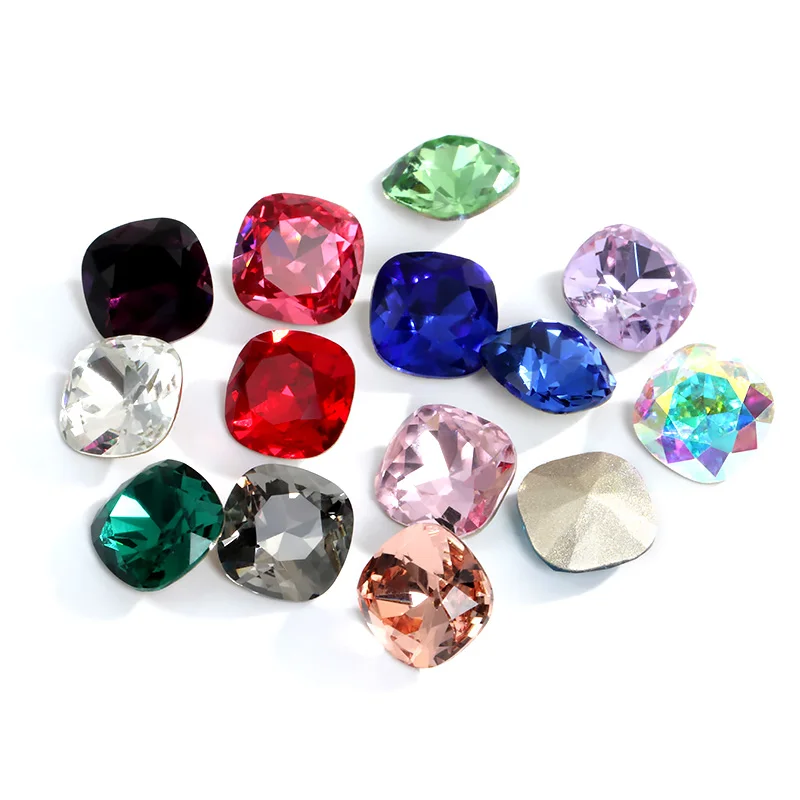 K9 Glass Crystals Crafts Pointback Loose Stones Square For Clothes Bags DIY Jewelry Decoration Garments Strass