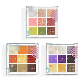 

9 Color Matte Eye Shadow Palette Holographic 3D Shiny Pigment Eye Shadow Powder Waterproof Metallic Eye Makeup Cosmetic TSLM2