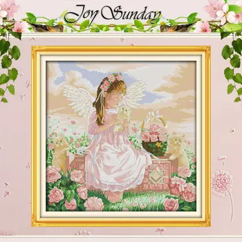

Angel and Cat Patterns Counted Cross Stitch DIY 11CT 14CT Cross Stitch Sets Chinese Cross-stitch Kits Embroidery Needlework