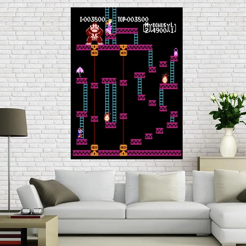 Ослик Конг Ретро игровой постер Nintendo (классический Конг/НС) 40x60 см домашний декор