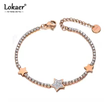 Lokaer, модные, глиняные, стразы, звезда, браслеты с подвесками для женщин, девушек, нержавеющая сталь, CZ звено, цепочка, браслет на Рождество, B19132