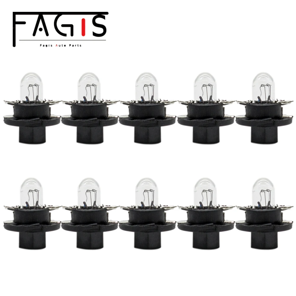 

Fagis 10 Pcs B8.4D B8.4 12V 1.2W 24V 1.2W Halogen Bulb Car Panel Gauge Speed Dash Lamp Auto Dashboard Instrument Cluster Lights