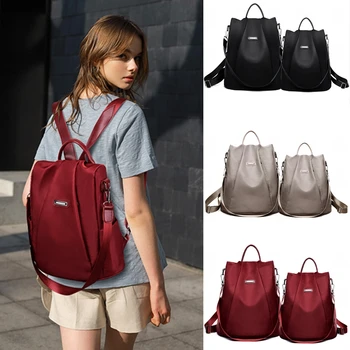 

Women's Ladies Backpack Waterproof Oxford Travel Anti-theft Backpack Solid Large-capacity Portable Shoulder Bag School Bag
