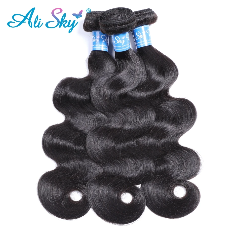 [Ali Sky] Бразильский прямые волосы remy 1 комплект 100% натуральные волосы ткань s натуральный черный цвет Бесплатная доставка может быть окрашен