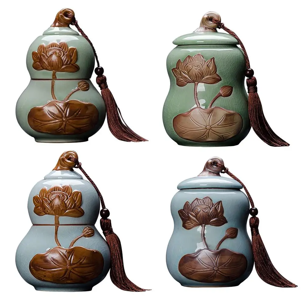 

Tea Caddy Coffee Storage Jars Vintage Chinese Style Crock Sugar Bowl Spices Condiment Pots Container With Sealed Lid For Home