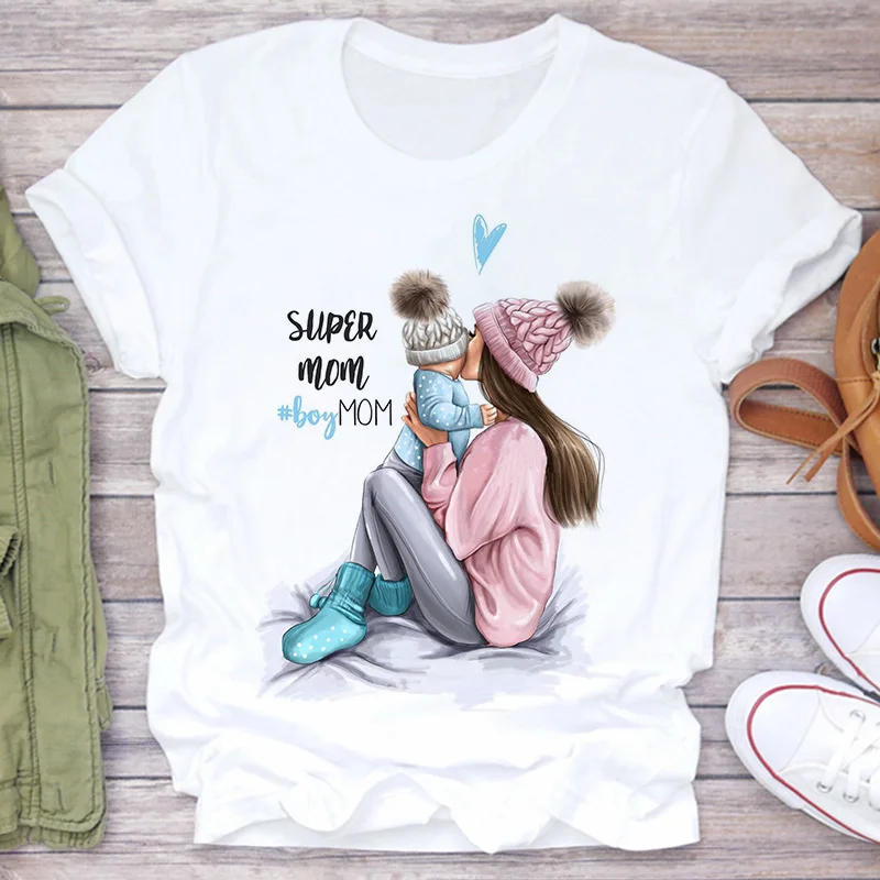 Super Mom yellow T shirt Women Mother's Love Print T-shirt Harajuku Mama TShirt Vogue Tops tee shirt Femme Vogue 2020 new Summer