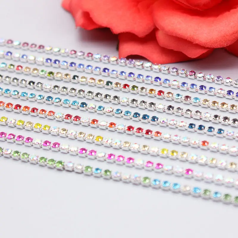 

2 Yard/Pack 2.5MM Silver Encryption Drill Chain For Clothing Hat Earrings Necklaces Bags DIY Female Fashion Accessories Material