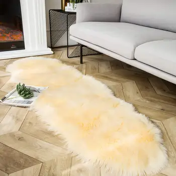 

Soft Faux Fur Irregular Rug Carpets Sheepskin Chair Cover Seat Pad Shaggy Area Rugs for Bedroom Sofa Living Room Floor Mats