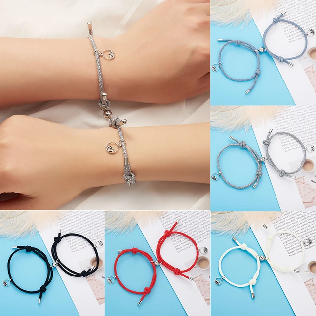 Heart shaped stainless steel charm couple friendship bracelets wish card  jewelry gift hand woven rope bracelet for women and men - AliExpress