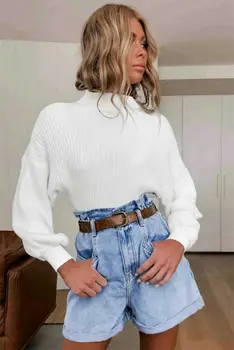 

High Quality Fashion Casual Women's Clothing Female Solid Color Turtleneck Long Sleeved Knitted Sweater Women Soft Pullovers