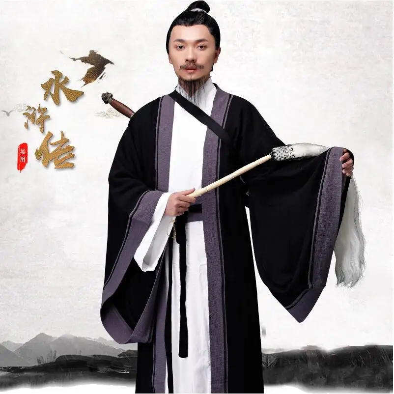 Hanfu человек из хлопка и льна даосский священник наряд Mahdao обитель театр выполнение костюм Древняя китайская одежда ханьфу Костюмы Для мужчин