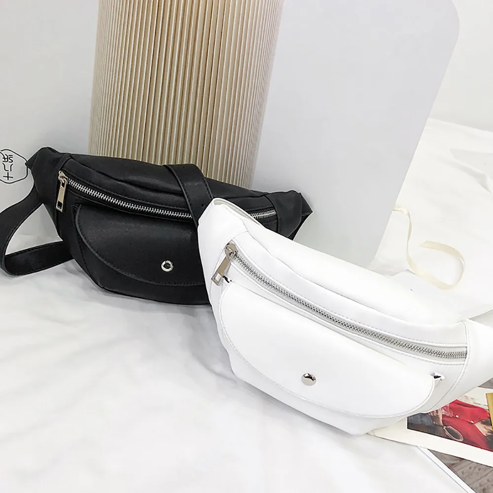 

Simple Pure Color Women Messenger Bag PU Leather Girls Casual Shoulder Bags Female Small Waist Bag fanny sac banane #L10