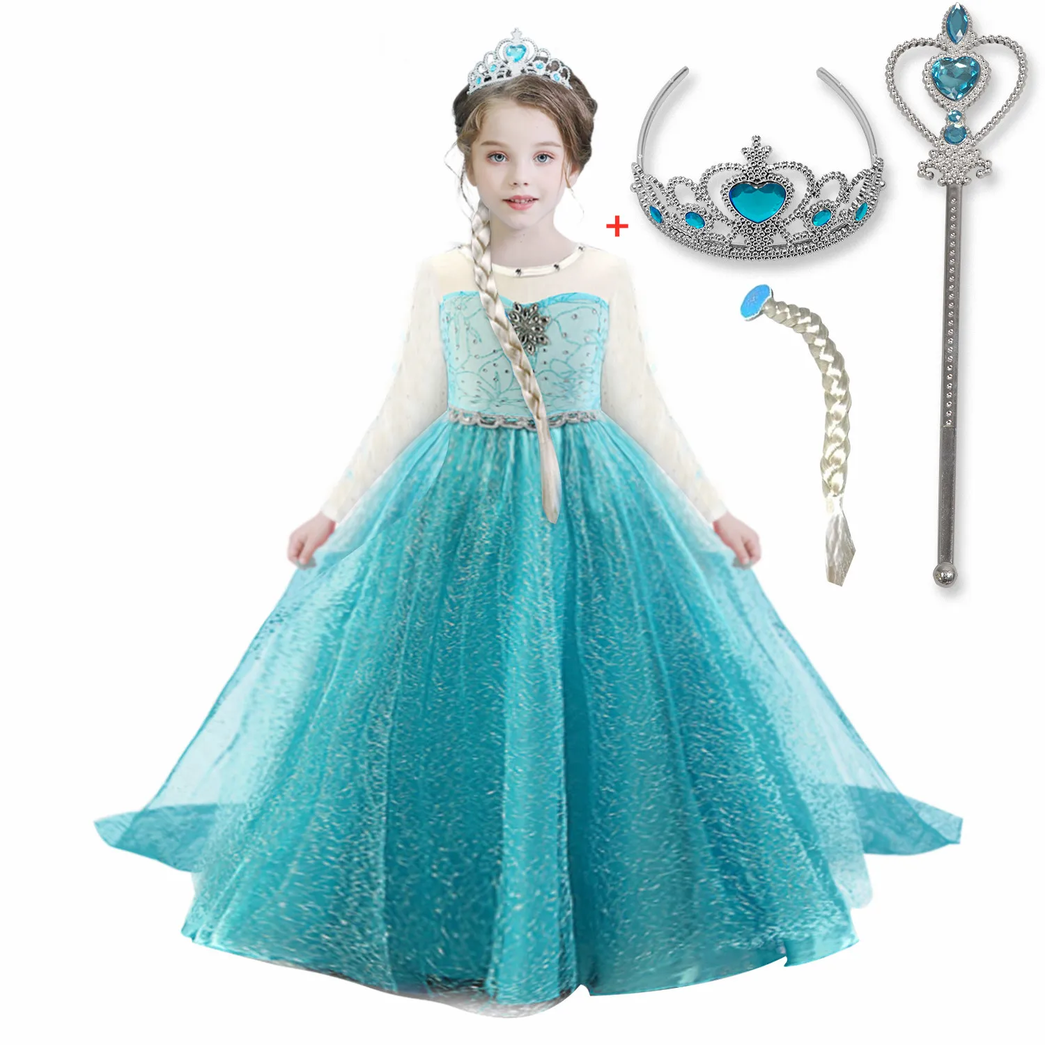 Girls Dress Party Princess Dress Cosplay Costumes Long Sleeve Halloween Children Dress