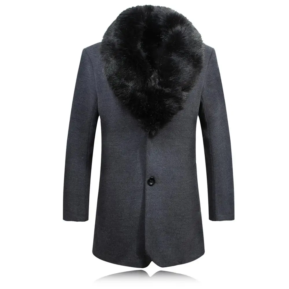 Overcoat Male Wool Blend Mid Long Winter Coat Men With Fur Collar Coat Men Winter Trench Manteau Overcoat Male Wool Blend Mid Long Winter Coat Men With Fur Collar Coat Men Winter Trench Manteau