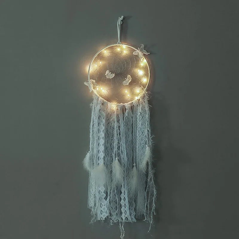 Novelty Dream Catcher LED Dream Catcher Cloud Feather Dreamcatcher Girl Baby Room Decor wall hangings nordic wind chimes