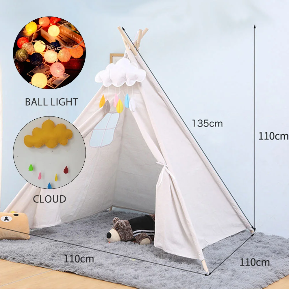 WJ3688-P Детская портативная хлопковая домашняя Tipi Складная домашняя детская палатка вигвама треугольный индийский детский тент вигвам для детей - Цвет: WJ3688-P