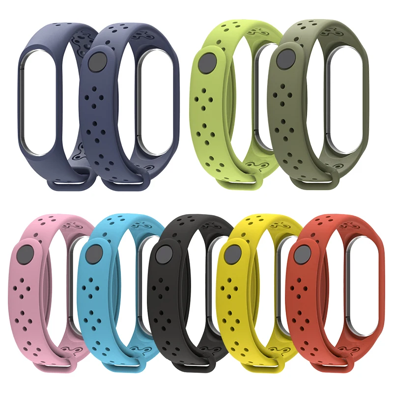 Разноцветный силиконовый браслет на запястье, ремешок для mi band 4, 3, ремешок, умный Браслет для Xiaomi mi, ремешок 3, 4