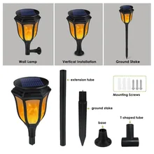 Светодиодный светильник с пламенем водонепроницаемый 96 Светодиодный s газон пламя мерцающий фонарь светильник Открытый Солнечный светодиодный светильник s украшение сада