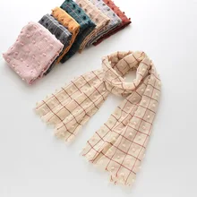 Сетчатый шарф из чистого хлопка, мягкий кожаный шарф для ухода за детьми, для девочек и мальчиков 1-8 лет, сохраняет тепло на осень и зиму