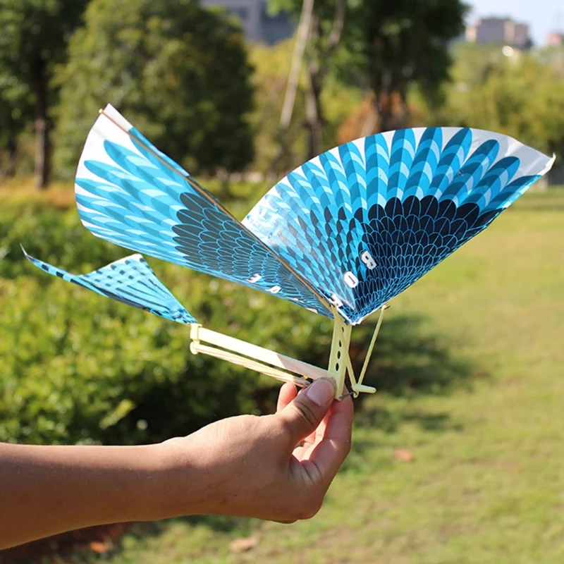 D7YD 10Pcs Elastic Rubber Band Powered Flying Birds Funny Kids Toy Gift Outdoor 3