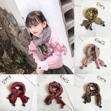 Женские шарфы, женский зимний осенний длинный шарф, милый зимний клетчатый хлопковый шарф для мальчиков и девочек, теплый вязаный шарф, Женская шаль