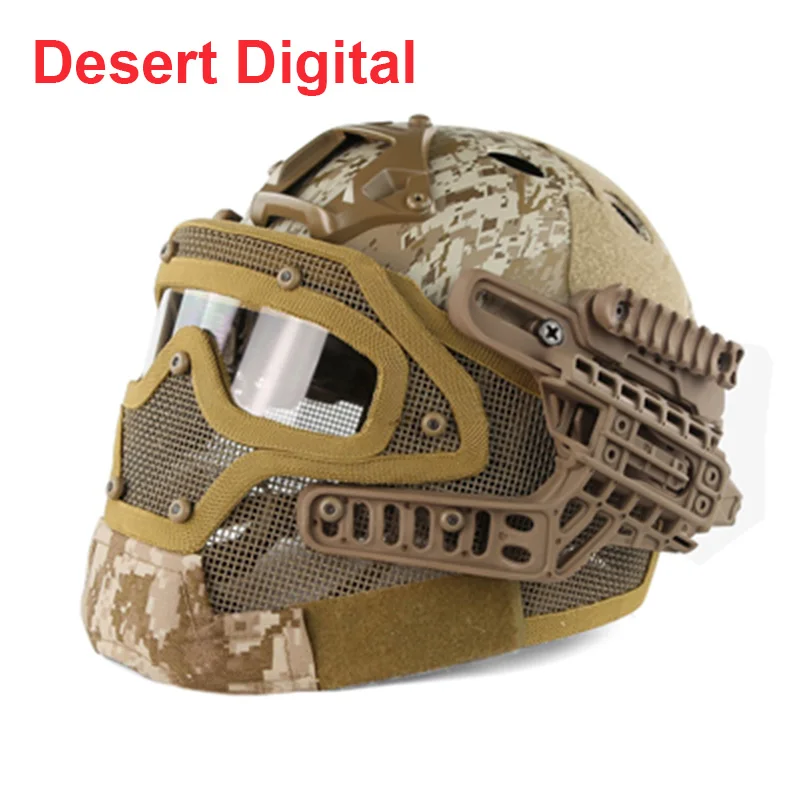 Desert digital Тактический шлем крышка страйкбол Пейнтбол шлем полное лицо защитная маска очки G4 система для спорта на открытом воздухе военный шлем CS - Цвет: Desert digital
