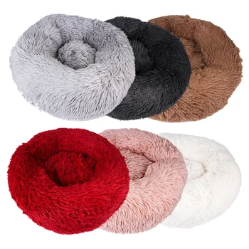 

Round Plush Cat Bed House Soft Long Plush Cat Bed Round Pet Dog Bed For Small Dogs Cats Nest Winter Warm Sleeping Bed Puppy Mat