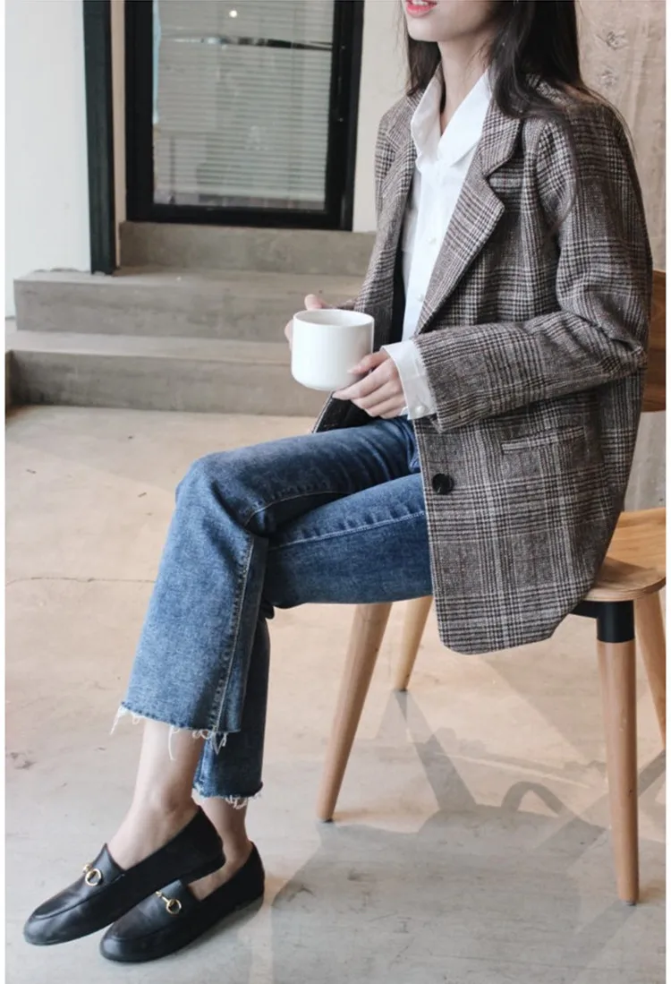 en najaar korte Britse chic Ретро losse dunne wol wollen Блейзер jasje vrouwelijke Slanke Wilde Vrouwen