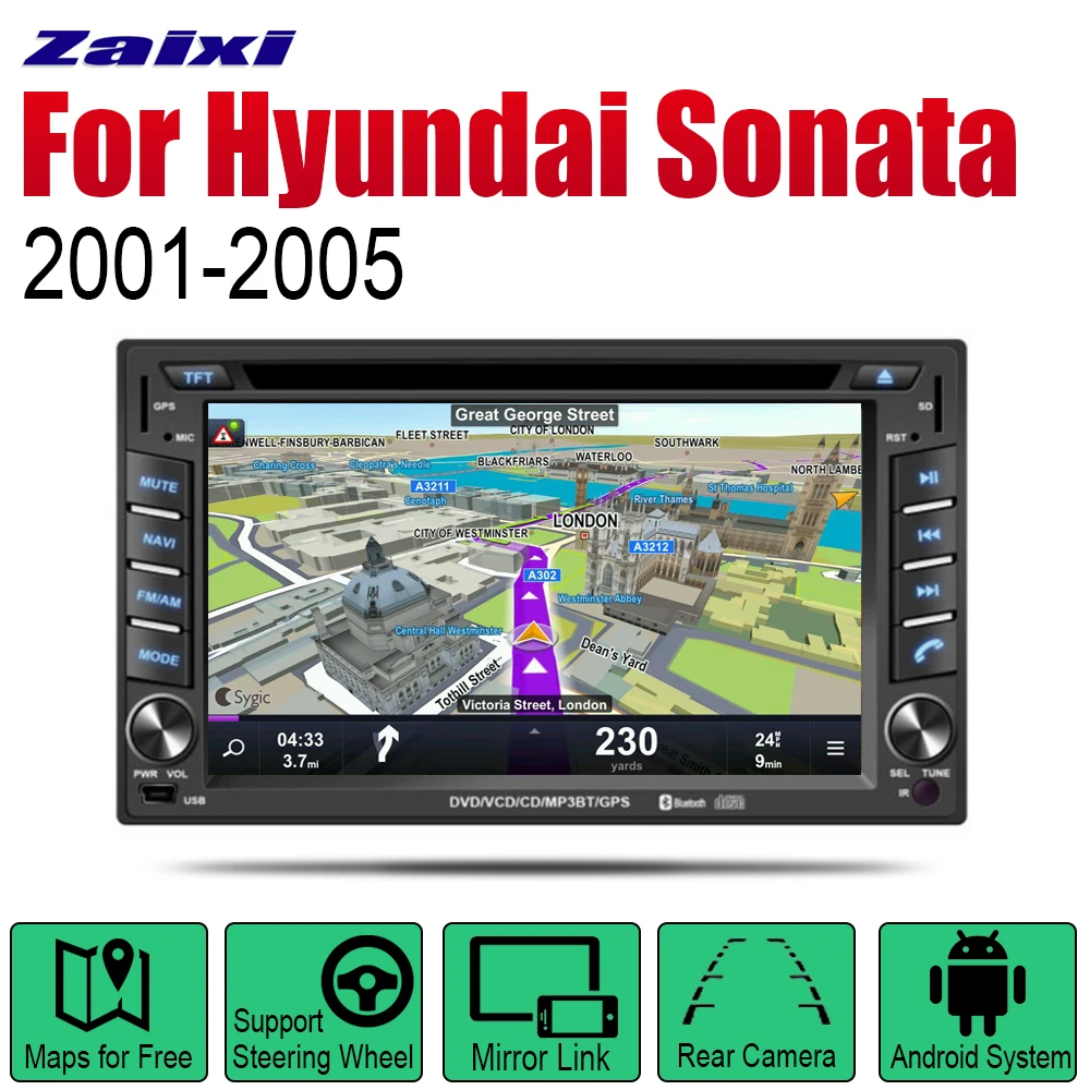 Автомагнитола ZaiXi 2DIN Android стерео DVD GPS навигация для Hyundai EF Sonata 2001 ~ 2005 Bt Wi
