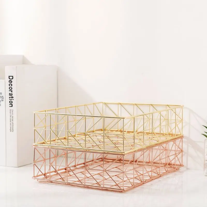 

Nordic Wrought Iron Magazine Newspaper Storage Basket Desktop Sundries Organizer