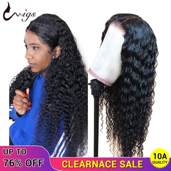 

UWIGS 4x4 Lace Closure Wig Brazilian Deep Wave Wig 150 Density Glueless Lace Front Human Hair Wigs For Women Remy Hair Wigs