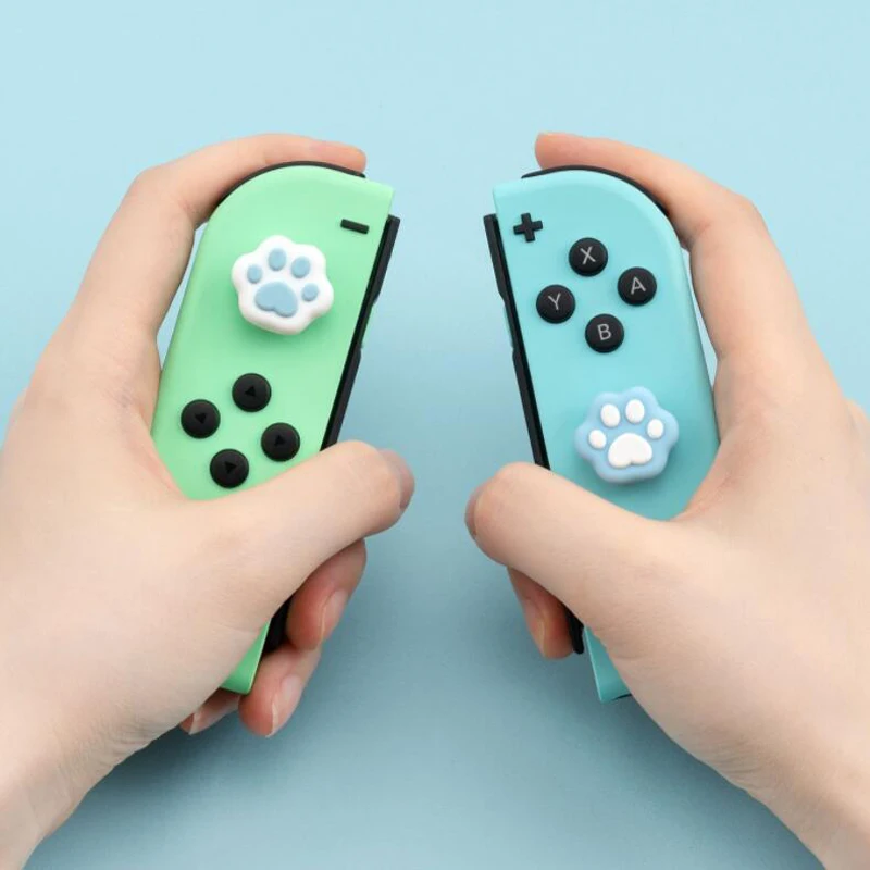 Cat Paw Thumb Stick Grip Cap Capa Protetora Joystick para Nintendo Switch Oled Lite Controlador Joy-con Caixa de Polegar Rosa Azul - Image 2