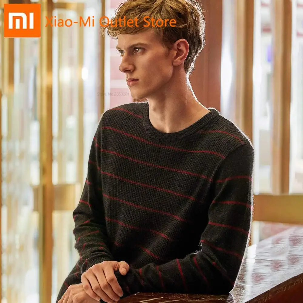 

Xiaomi Youpin Zhizhe Wool Blend Striped Knit Sweater Wool Blend Soft Knit Versatile Stripes Comfortable Round Neck Warm Cozy